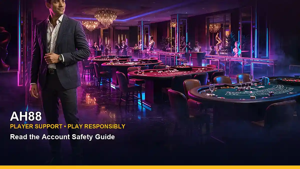 AH88 Jungle King information for Philippine users, presented in a wide live-casino setting with table games